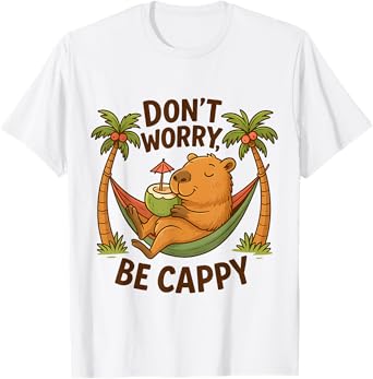 Don't Worry Be Cappy Funny Capybara Summer Vacation T-Shirt