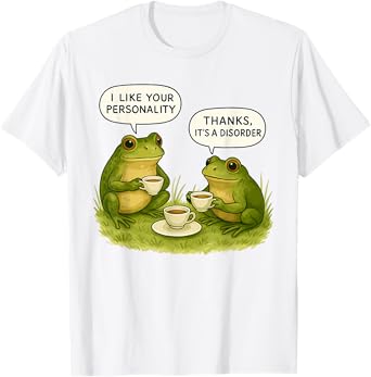 Funny Frogs Sipping Tea Frog Lover Humor Fun Animal Meme T-Shirt