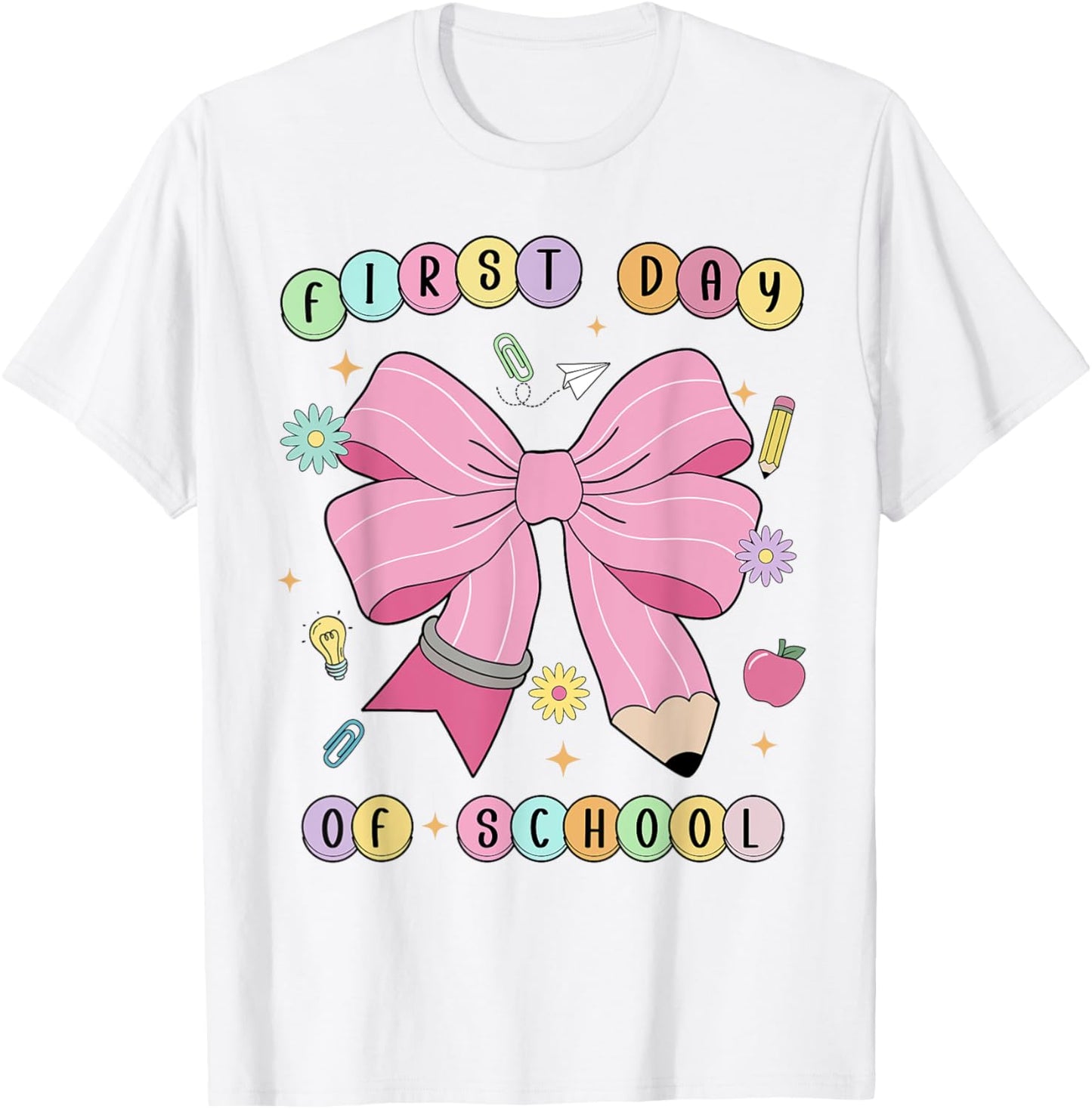 First Day Of School Teachers Pencil Bow Back To School Kids T-Shirt