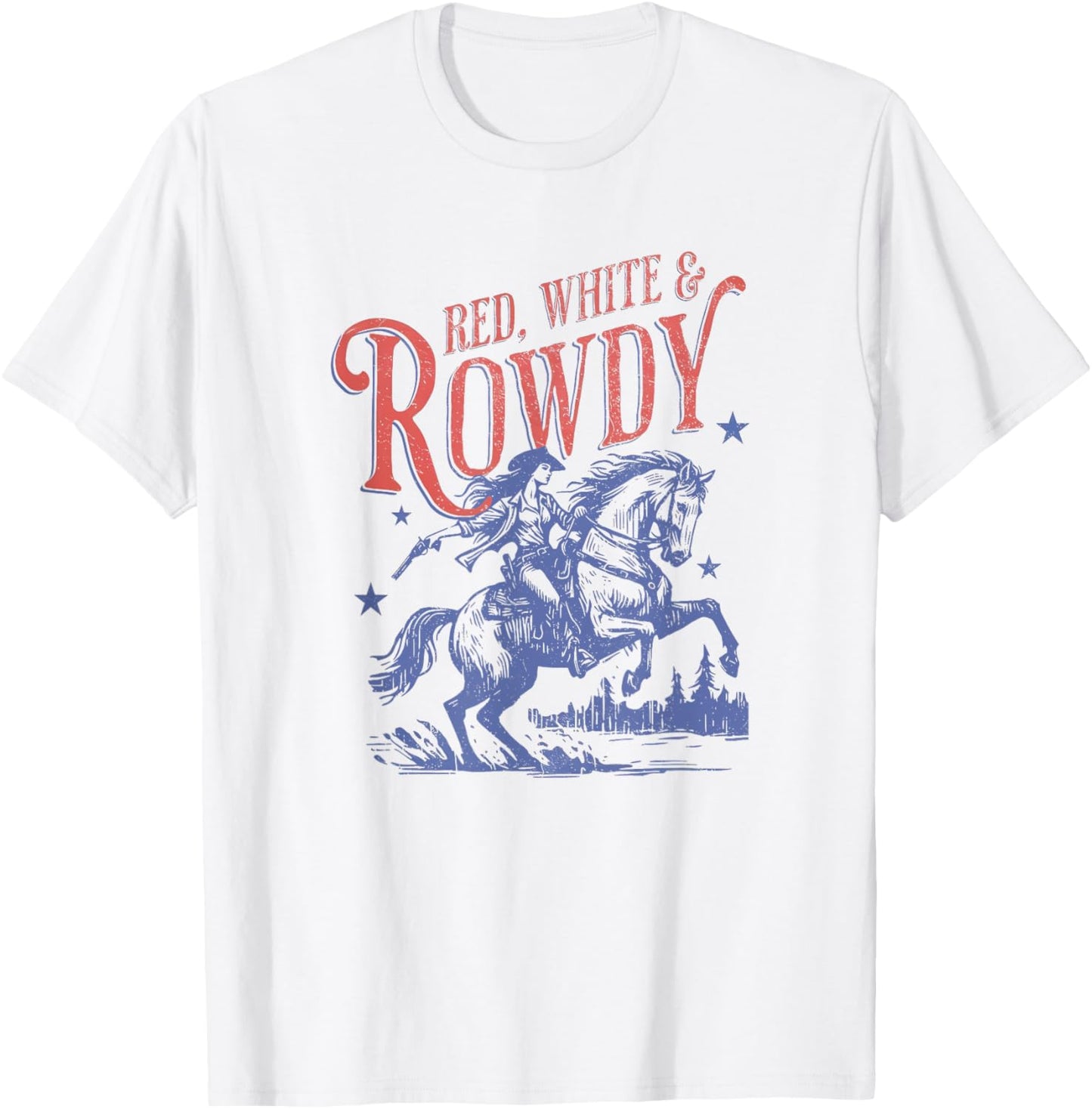 White Red And Rowdy Cowboy Fireworks T-Shirt
