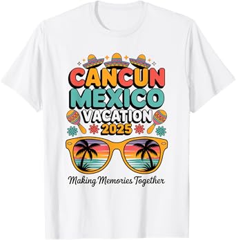 Cancun Mexico Vacation Beach 2025 Trip Group Squad Colorful T-Shirt