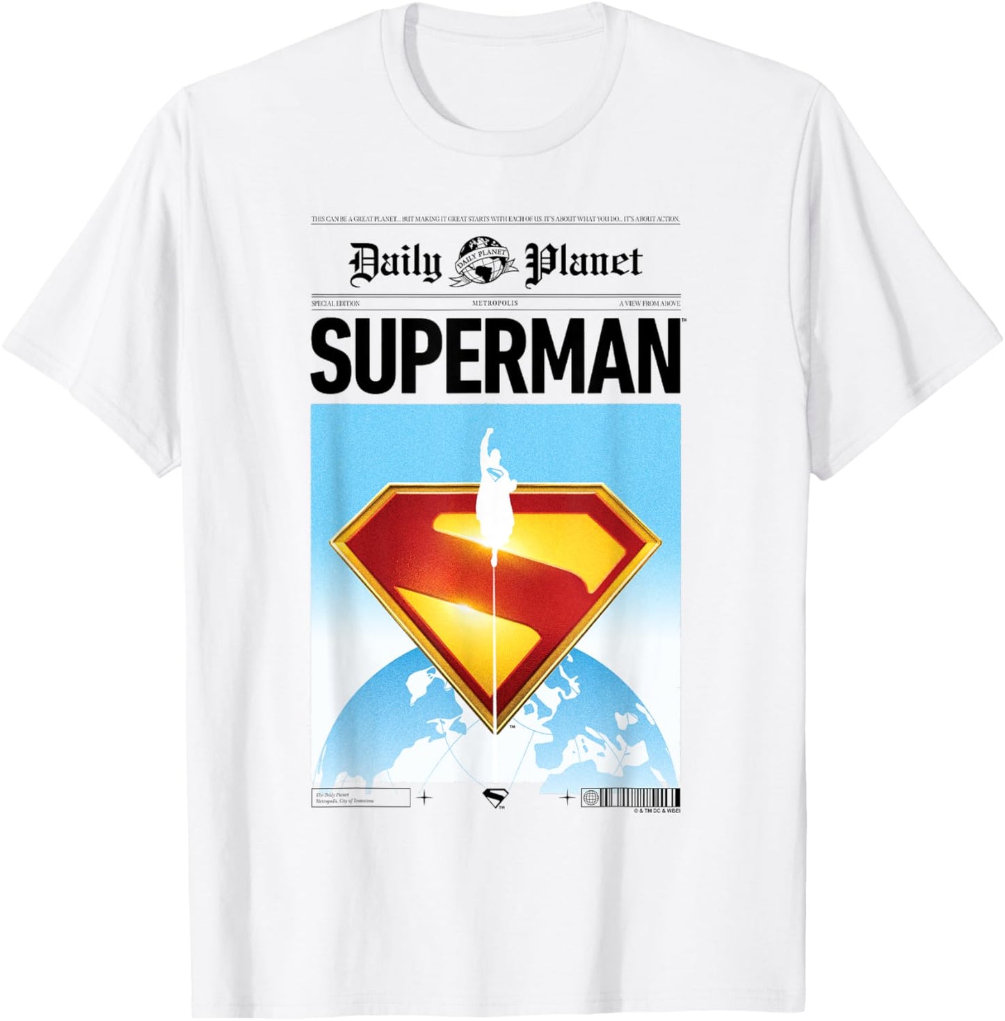 Superman (2025) Daily Planet Front Page Print Red S-Shield T-Shirt