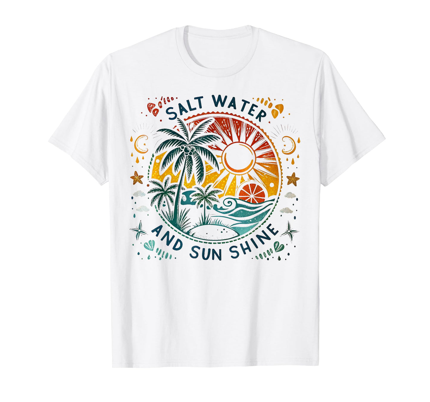 Salt Water And Sun Shine Beach Palm Tree Summer Vacation T-Shirt