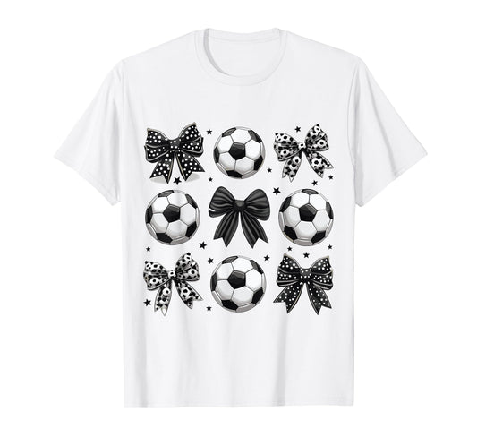 Retro Soccer Bow Game Day Mom Lover Sports Life Cute T-Shirt