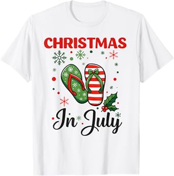 Christmas in July Tropical Holiday Palms Beach Shoes T-Shirt