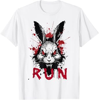 Run Rabbit, Evil Bunny Artwork, Modern Vintage Grunge Anime T-Shirt