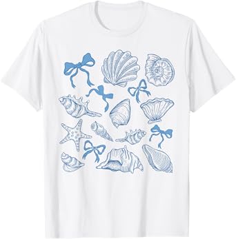 Seashell Coastal Coquette Starfish Ocean Beach Summer Vibes T-Shirt