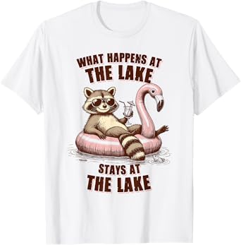 Lake Life Racoon What Happens At The Lake Stays At The Lake T-Shirt