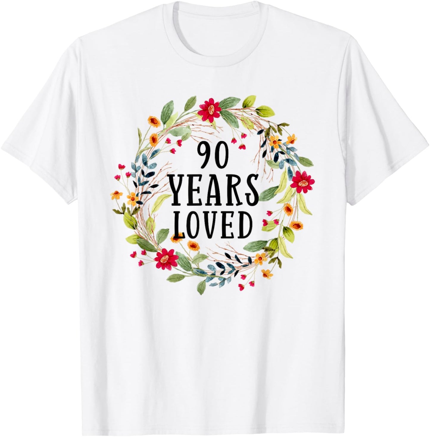 90 Years Old 90th Birthday Women Cool 90 Years Loved T-Shirt