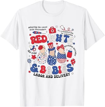 4th of July Labor And Delivery Nurse Retro Independence Day T-Shirt