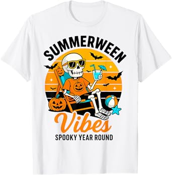 Halloween Summer Ween Vibes Spooky Skeleton Float Costume T-Shirt