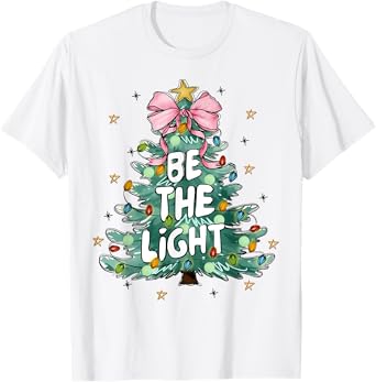 Christian Be The Light Christmas Tree Bible Verse Christians T-Shirt