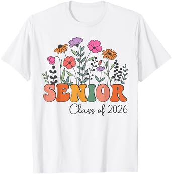 Class of 2026 Senior 2026 Graduation 2026 Girls Women Floral T-Shirt