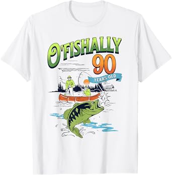 Ofishally 90 Years Old Fishing Theme 90th Birthday Fisherman T-Shirt