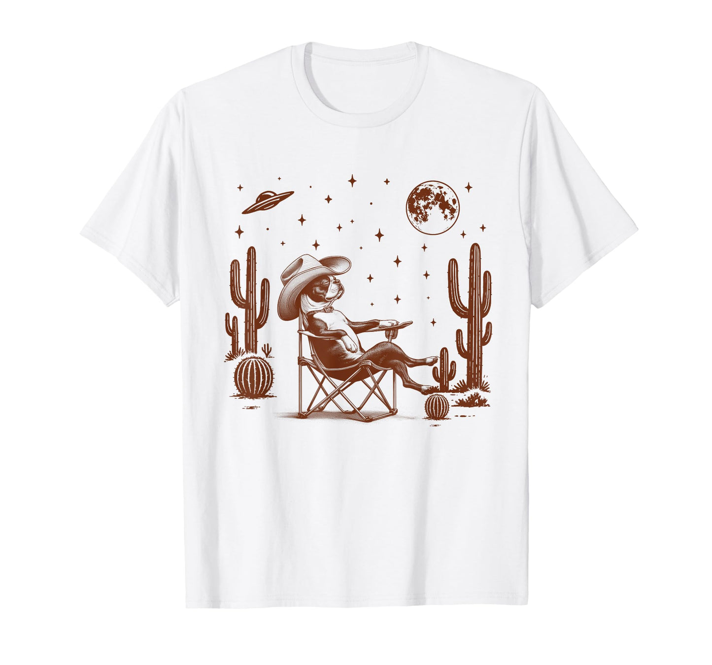 Boston Terrier Lover Dog Mom Howdy Western Life UFO Space Men Women T-Shirt