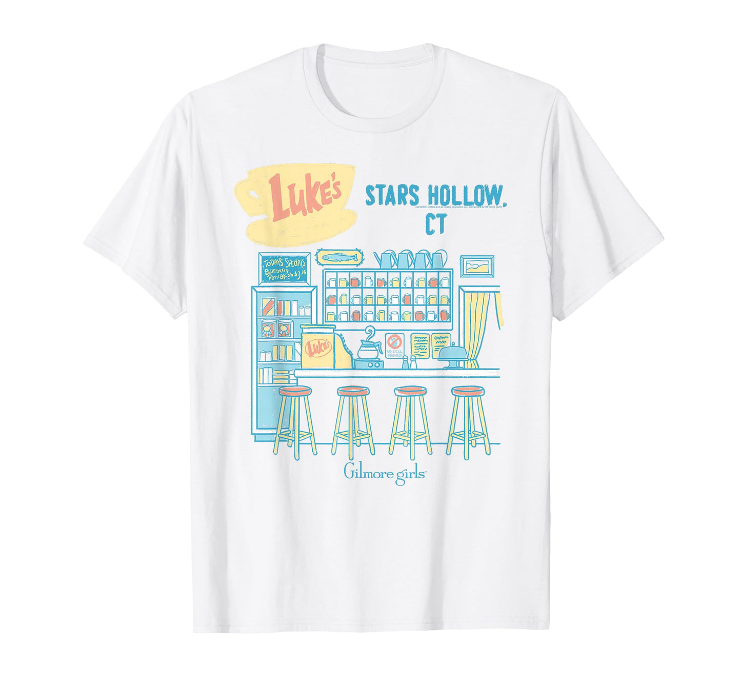 Gilmore Girls Pastel Luke's Counter Sketch TV Show T-Shirt