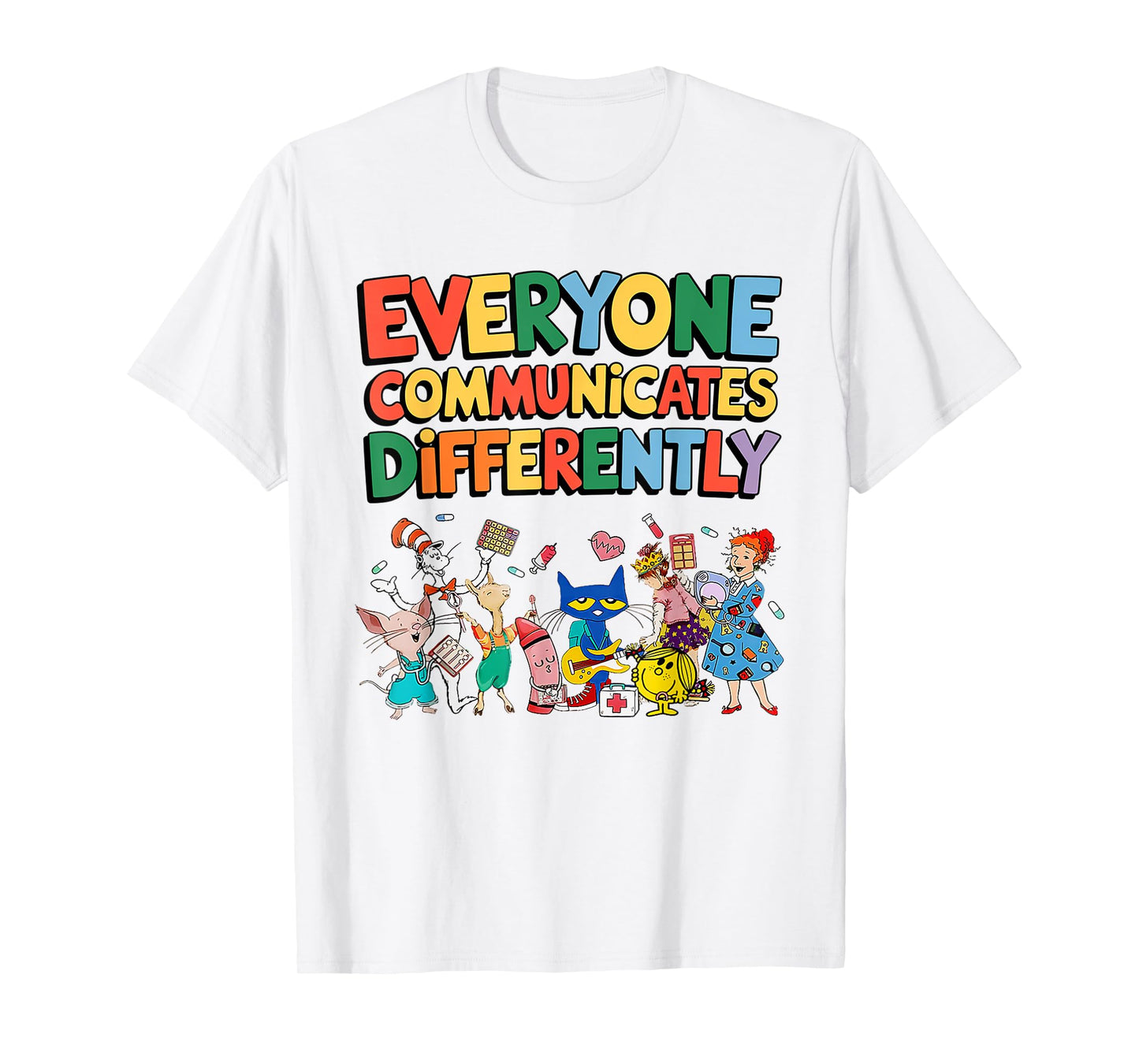 Everyone Communicates Differently Funny Book Kids Teacher T-Shirt