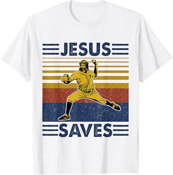 Jesus Save Funny Jesus Playing Baseball T-Shirt