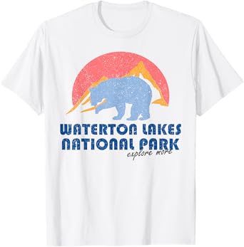 Vintage Waterton Lake National Park Retro T-shirt Alberta