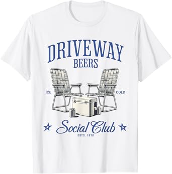 Driveway Beers Social Club Retro Chair Beer Drinker Dads Men T-Shirt