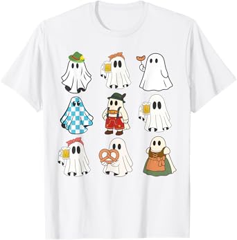 Cute Ghost Oktoberfest German Beer Festival Prost Halloween T-Shirt