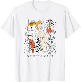 Protect The Wildlife Botanical Chart Shirt Endangered Animal T-Shirt