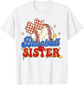 Cute Baseball Sister Biggest Fan Vintage Sport Lovers Sister T-Shirt