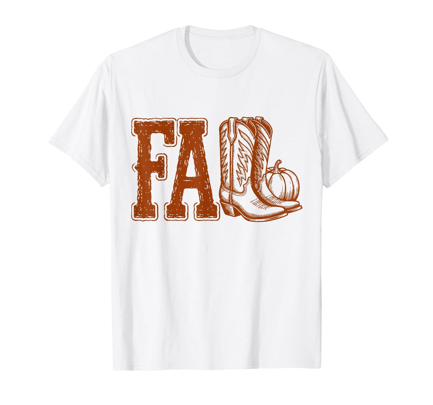 Western Cowboy Thanksgiving Fall Boots Pumpkin Cowgirl Women T-Shirt