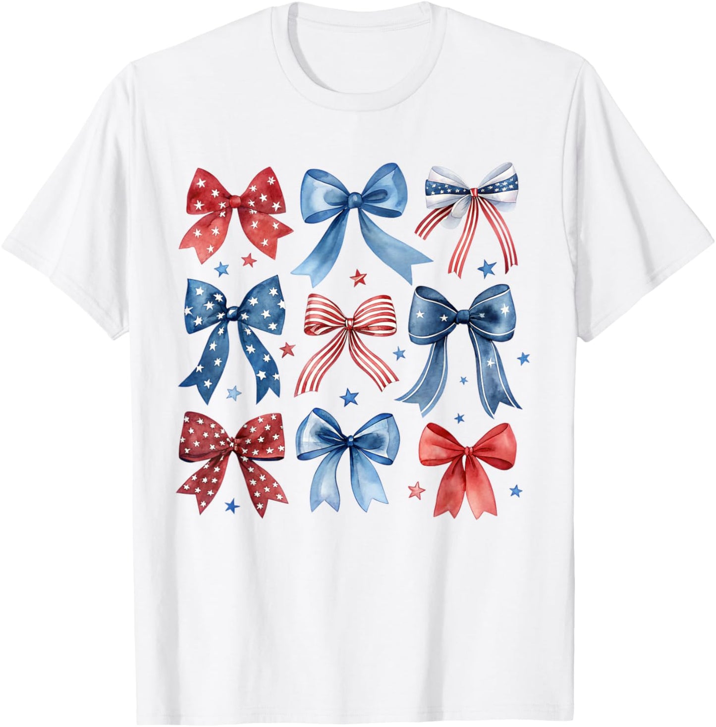 Vintage USA Bow in Red White Blue for Patriotic 4th Of July T-Shirt