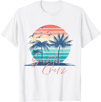 Santa Cruz Vintage Summer Vibes Beach Sunset Retro Palm Tree Men Women Kids T-Shirt
