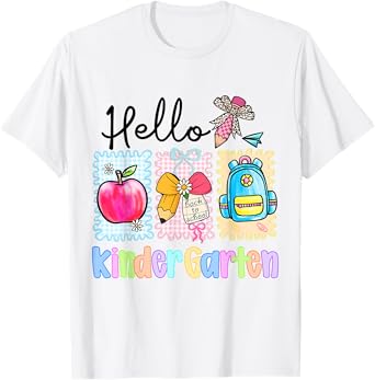 Hello Kindergarten Pencil Coquette Bow Back To School Kids T-Shirt