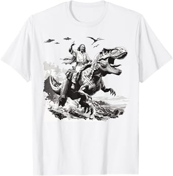 Jesus riding a dinosaur christian Religious motives funny T-Shirt