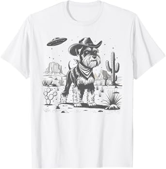 Schnauzer Shirt Schnauzer Vintage Shirt UFO Western Retro T-Shirt