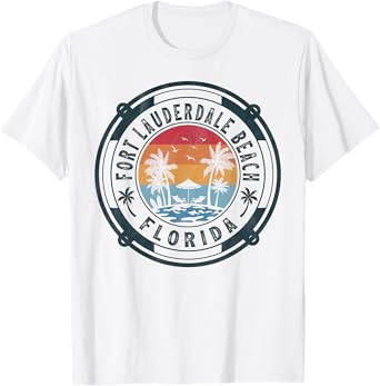 Fort Lauderdale Beach Florida Summer Vacation Vintage Sunset T-Shirt
