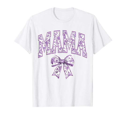 Groovy Mama Coquette Bow Purple Floral Mother's Day Mom Life T-Shirt