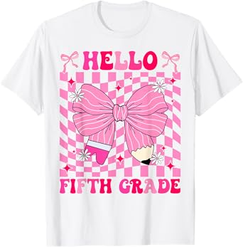 Hello Fifth Grade Coquette First Day Of School Teacher Girl T-Shirt
