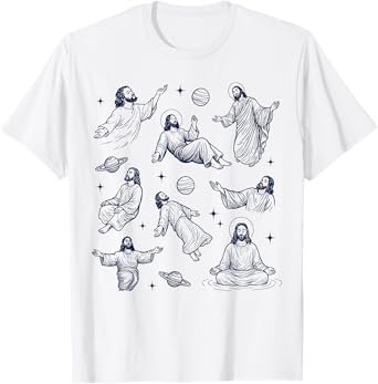Floating Jesus Space Funny Faith Christian Jesus Galaxy T-Shirt