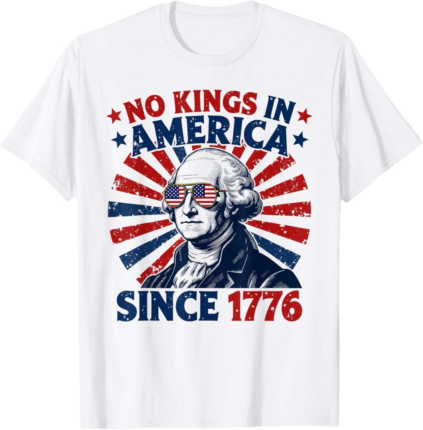 No Kings in America Since 1776 Distressed Flag USA Vintage T-Shirt