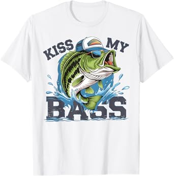 Vintage Kiss My-Bass Fishing Lover Bass Fisher Womens Mens T-Shirt