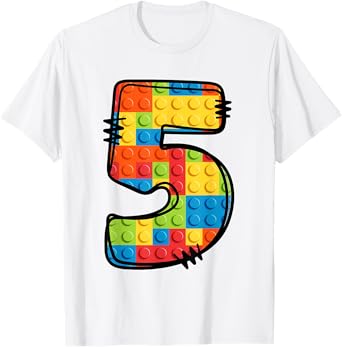 5 Year Old Blocks Building Master Builder 5th Birthday T-Shirt