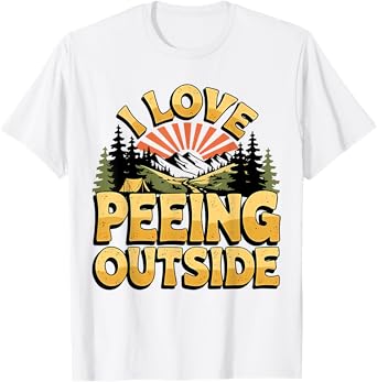 I Love Peeing Outside Retro Vintage Sunset Mountain T-Shirt