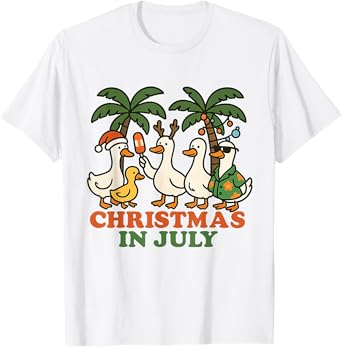 Christmas in July Funny Ducks Tropical Holiday Summer T-Shirt