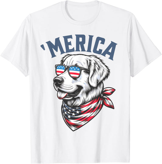 Golden Retriever 4th Of July Merica Usa Sunglasses T-shirt