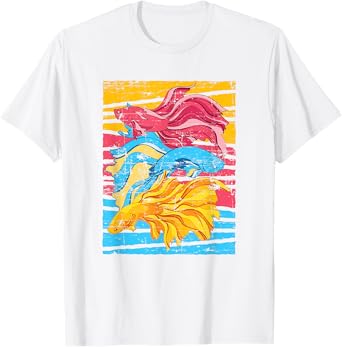 Freshwater Fish Lover Aquarium Owner Colorful Betta Fish T-Shirt