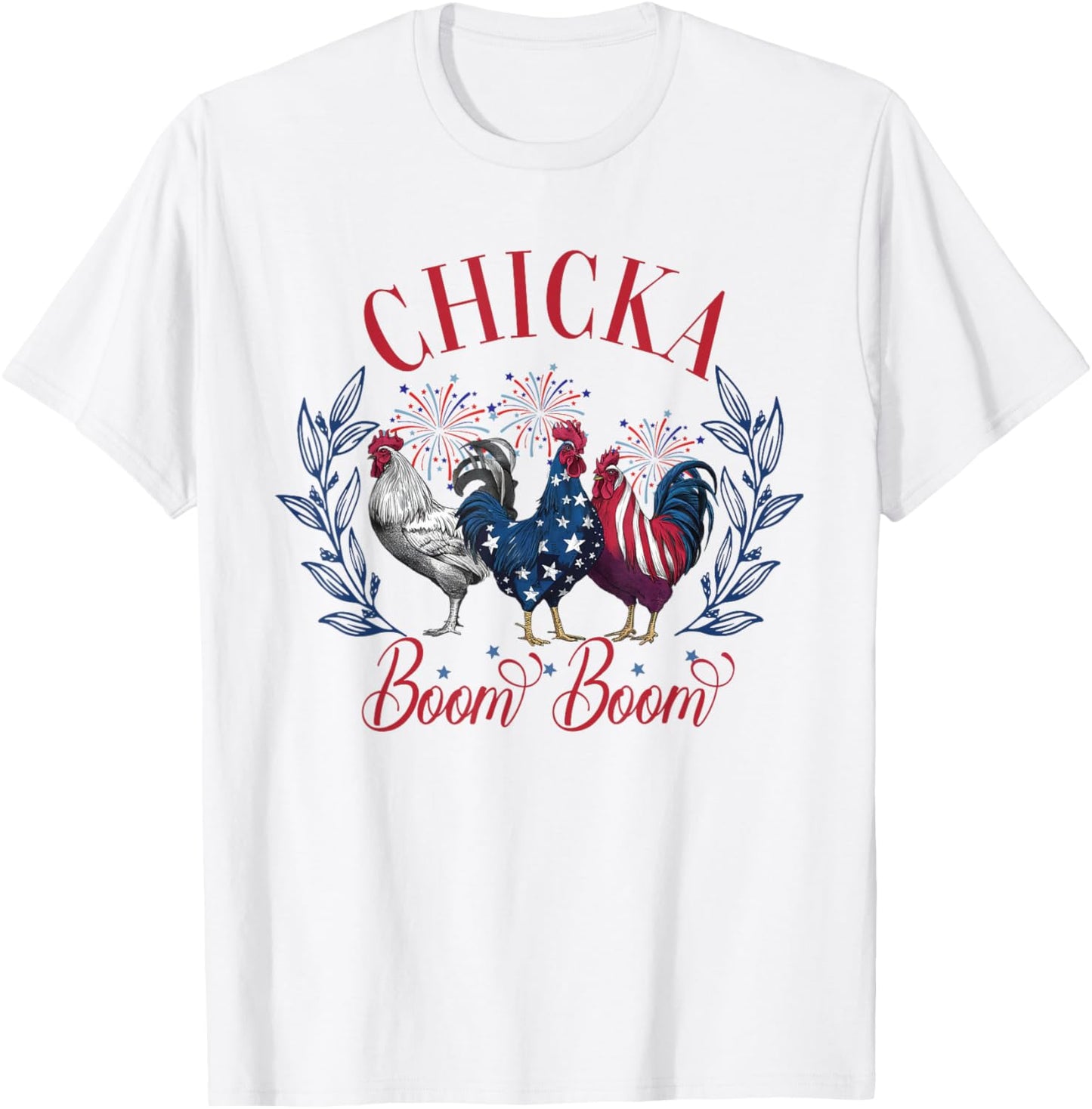 Chicka Boom Boom Cute Chicken Retro 4th of July America T-Shirt