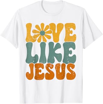 Christian Retro Love Like Jesus Religious Faith God 70s T-Shirt
