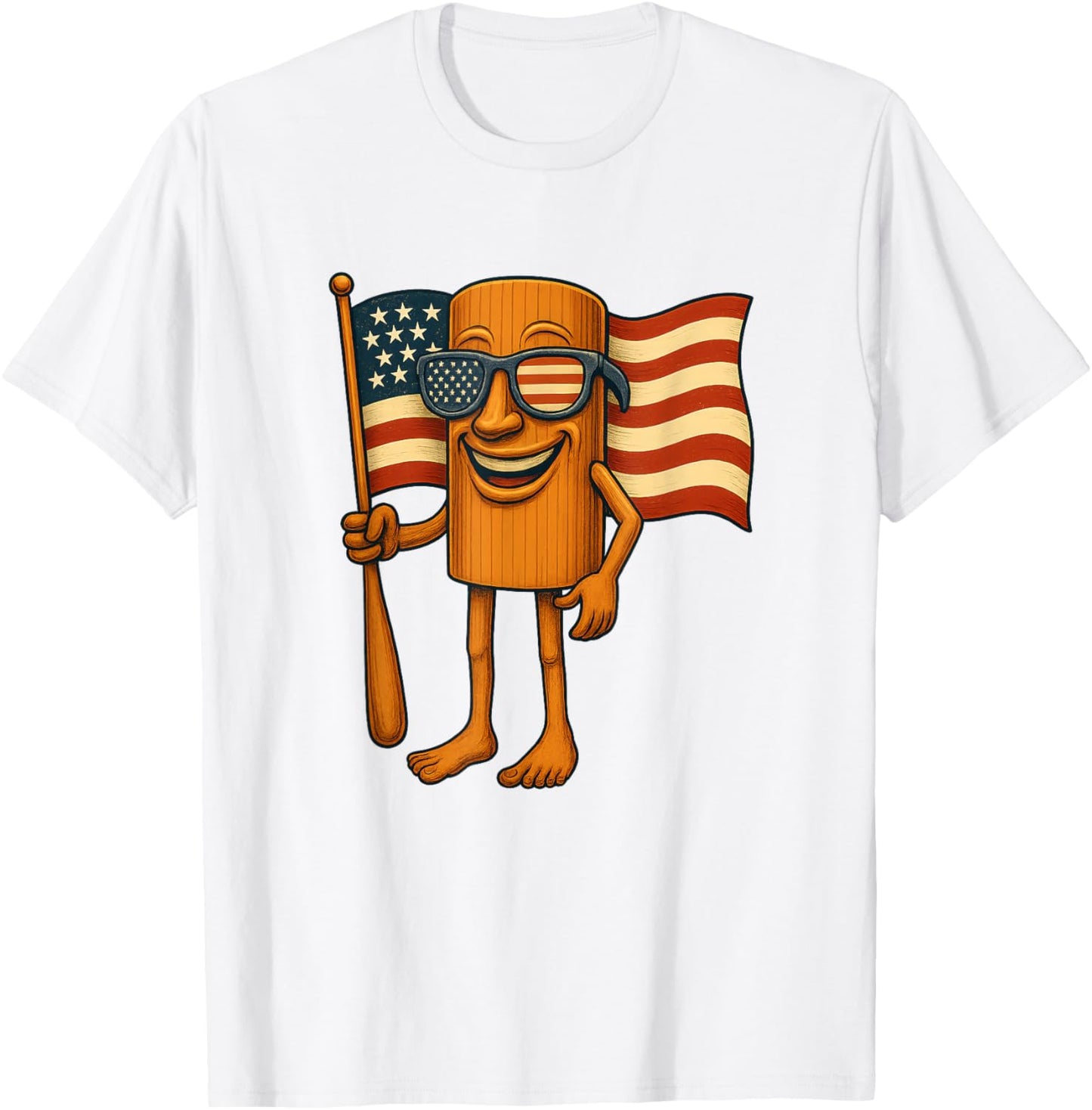 Tung Tung Sahur 4th Of July Italian Brainrot Meme USA Flag T-Shirt