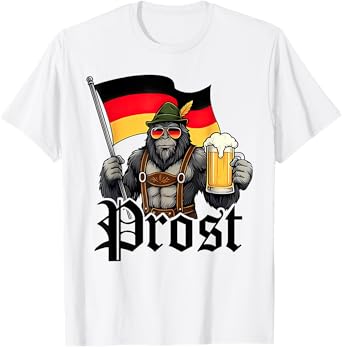 Prost Bigfoot Sasquatch Beer German Flag Funny Oktoberfest T-Shirt