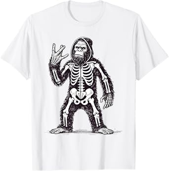 Cool Halloween Pumpkin Bigfoot Skeleton Westside T-Shirt