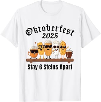 Oktoberfest 2025 6 Stein Apart Beer October Funny Drinking T-Shirt
